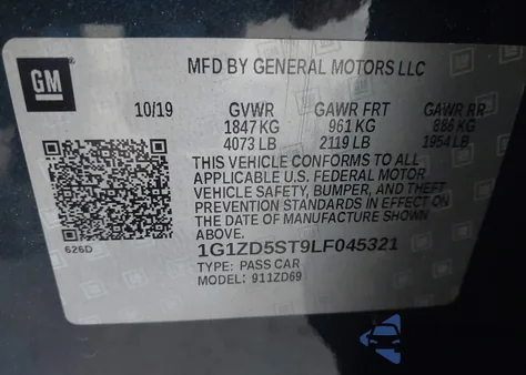 2020 Chevrolet Malibu Fwd Lt из США, поврежденный, VIN 1G1ZD5ST9LF045321